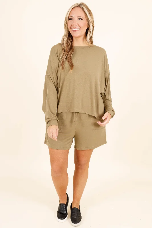 Live, Love, Lounge Set, Khaki