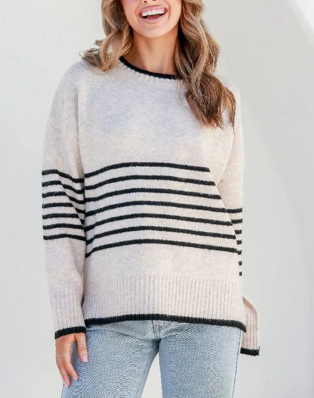 Dana Contrast Stripe Knit - Natural/Black