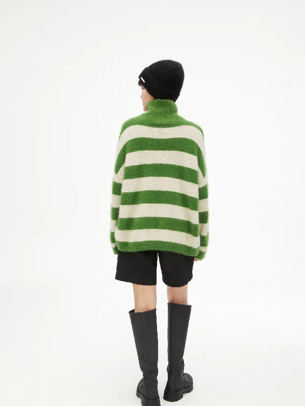 Green And White Striped Sweater