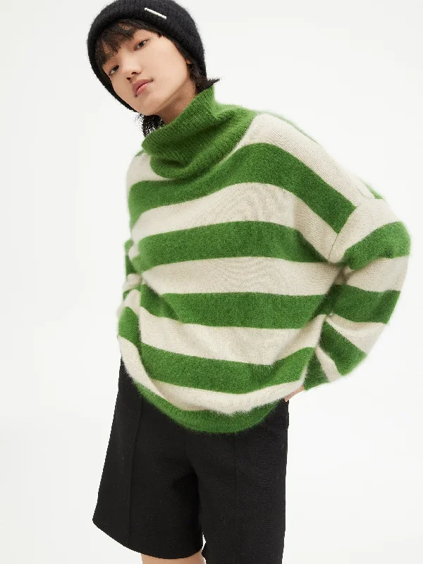 Green And White Striped Sweater