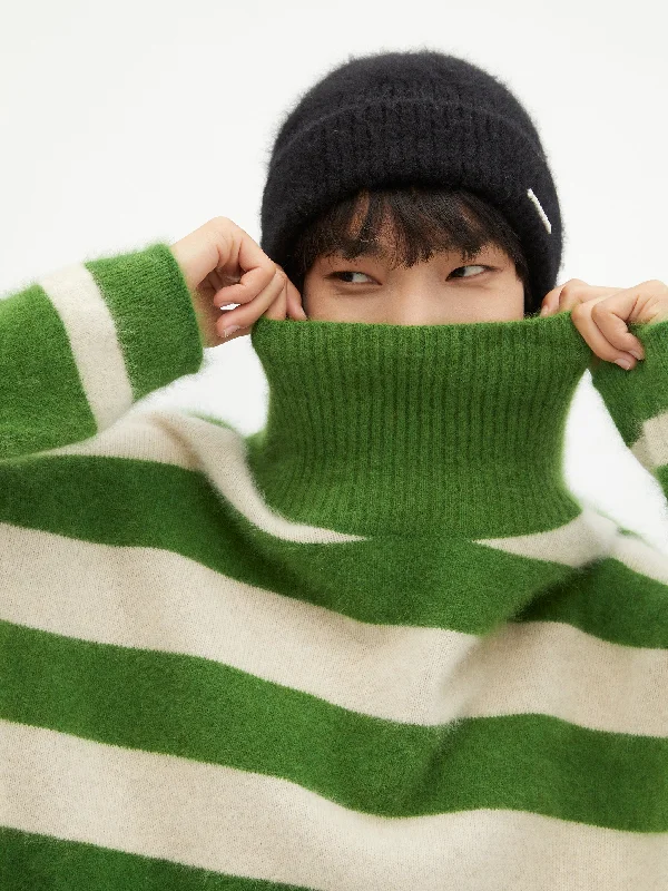 Green And White Striped Sweater