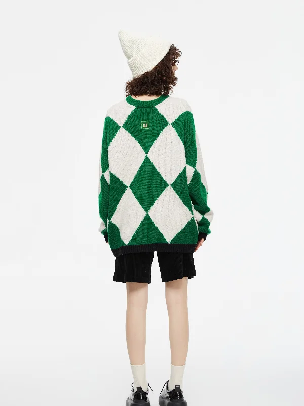 Green Diamond Knit Sweater