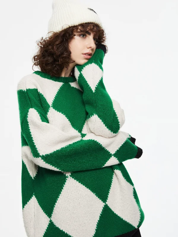 Green Diamond Knit Sweater