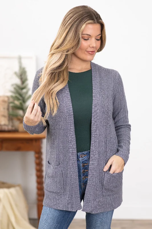 Grey Ribbed Cardigan