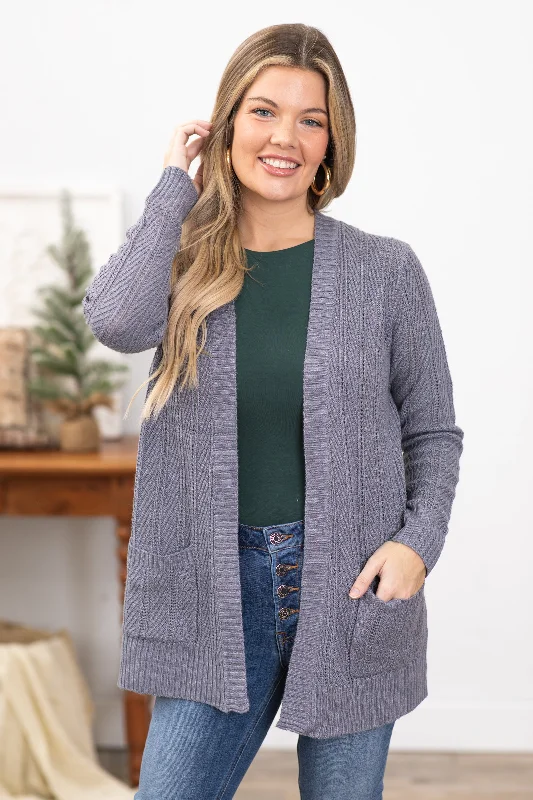 Grey Ribbed Cardigan