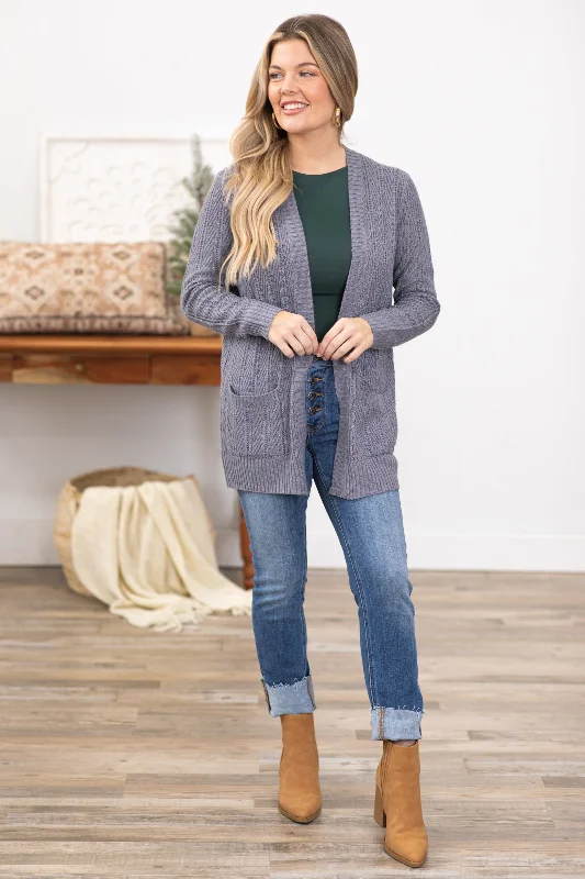 Grey Ribbed Cardigan