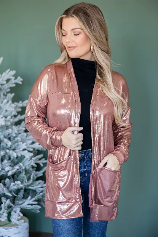 Rose Gold Metallic Cardigan