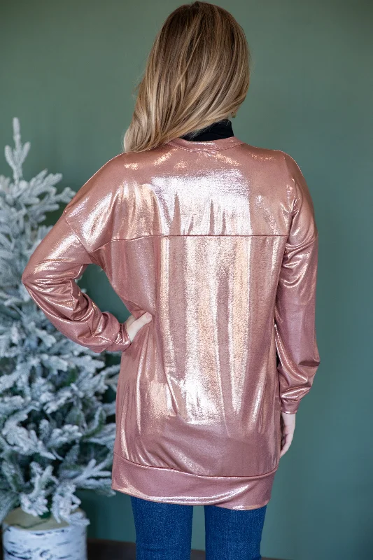 Rose Gold Metallic Cardigan