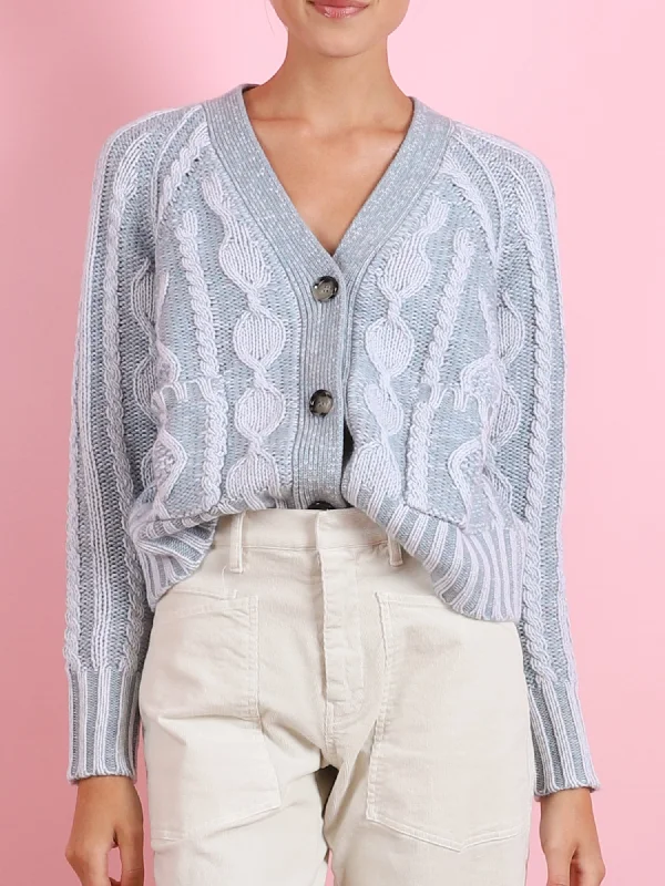 V Cardigan in Blue Fog