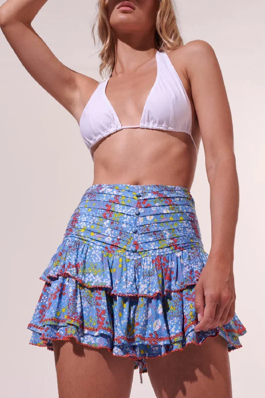 Alizee Mini Skirt in Blue Tulipe