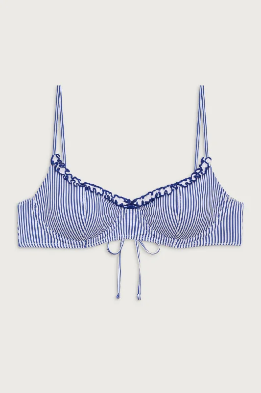 Cola Striped Underwire Bikini Top - Ocean Stripe