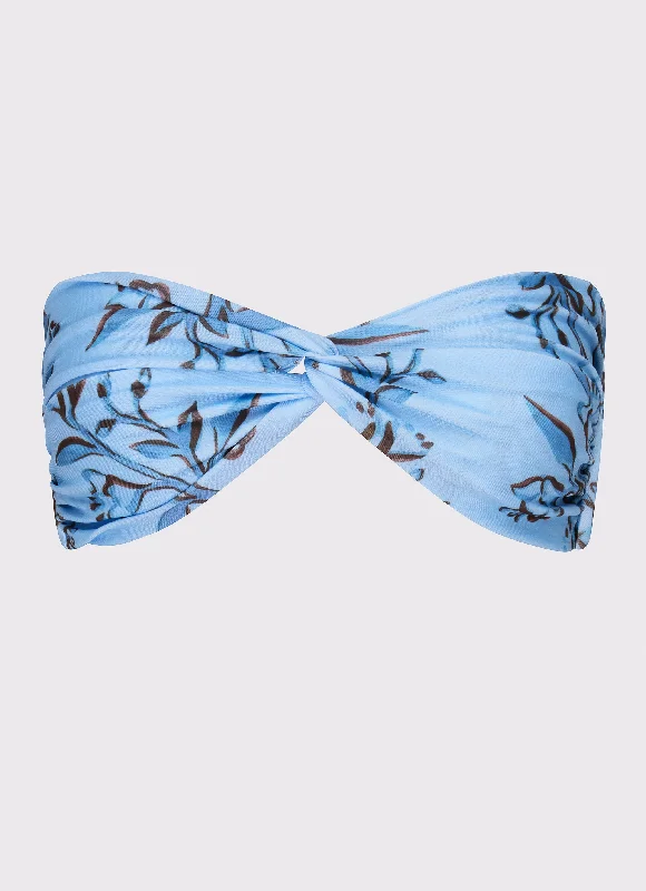 Delta Bandeau Bikini Top - Blue Floral Print