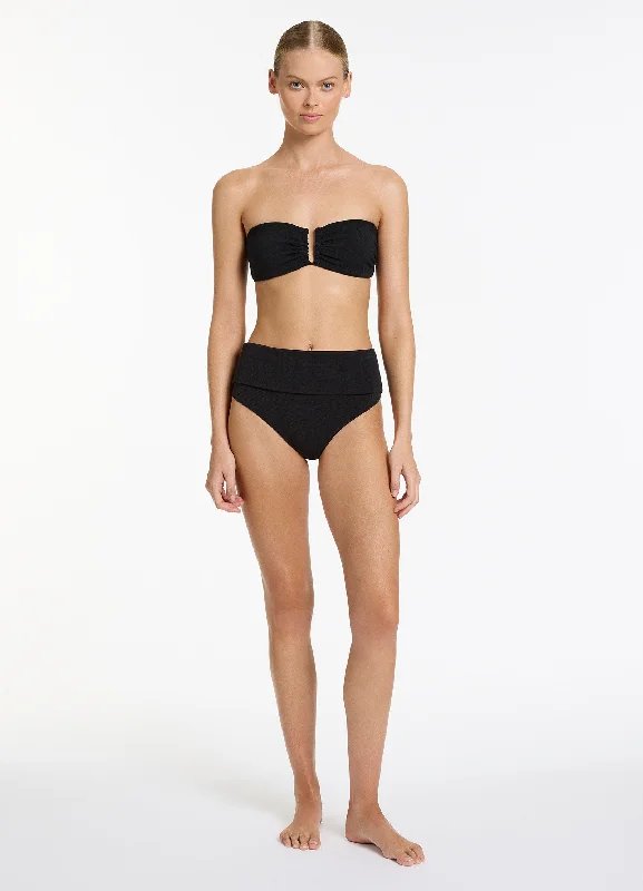 Isla Rib U Trim Bandeau Bikini Top - Black