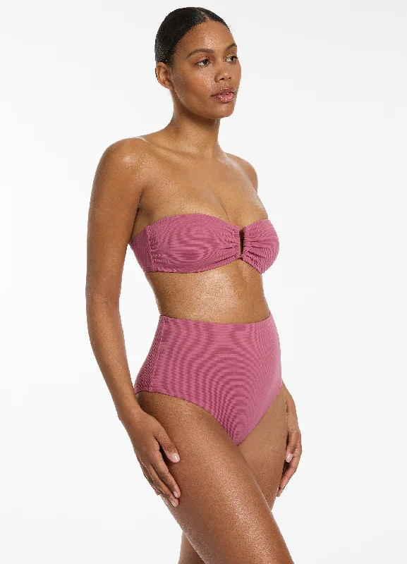 Isla Rib U Trim Bandeau Bikini Top - Mauve