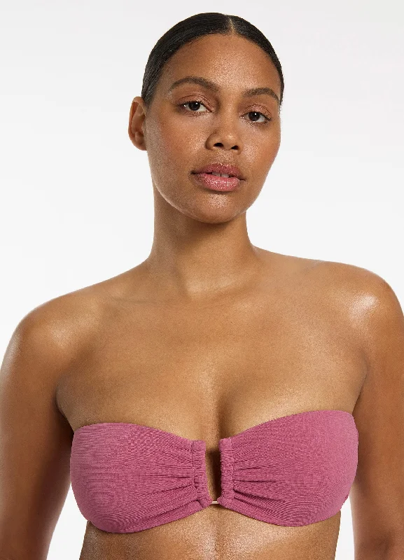 Isla Rib U Trim Bandeau Bikini Top - Mauve