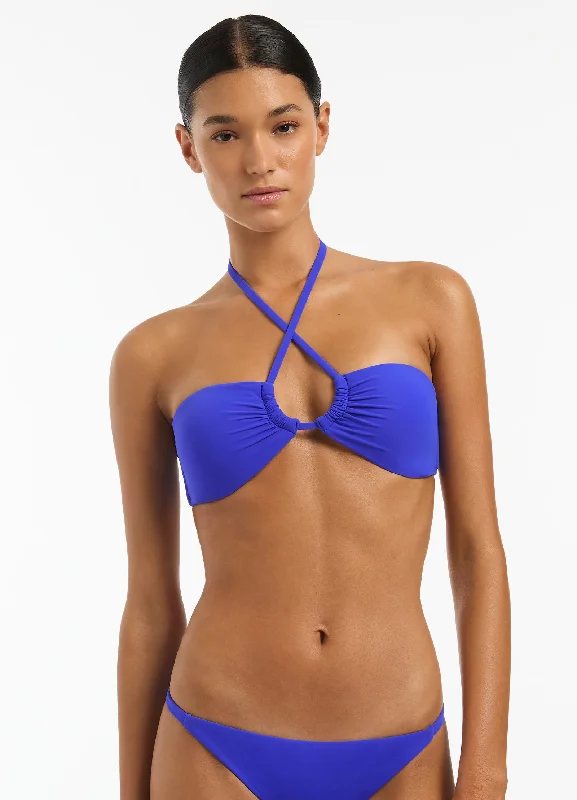 Jetset Halter Gather Bikini Top - Sapphire