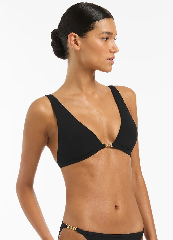 Lien Longline Triangle Bikini Top - Black