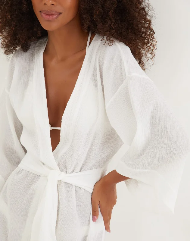 Yanka Short Kimono Cover Up - Off White