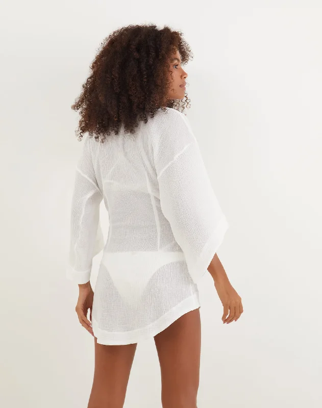 Yanka Short Kimono Cover Up - Off White