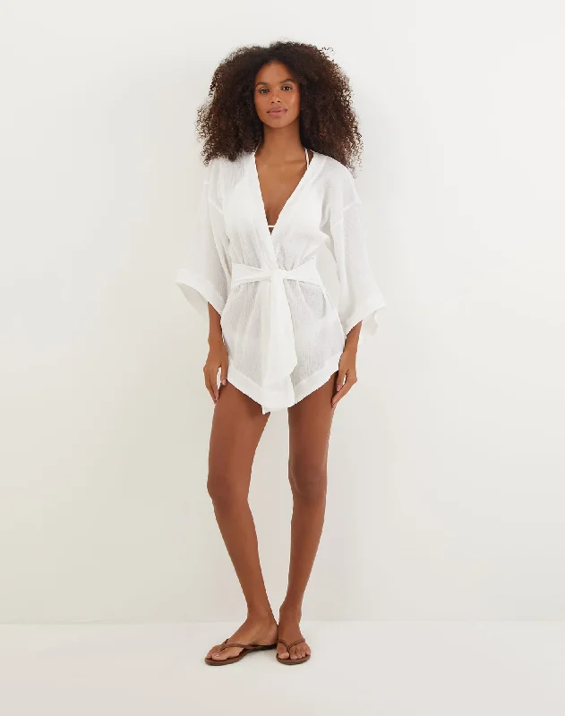 Yanka Short Kimono Cover Up - Off White