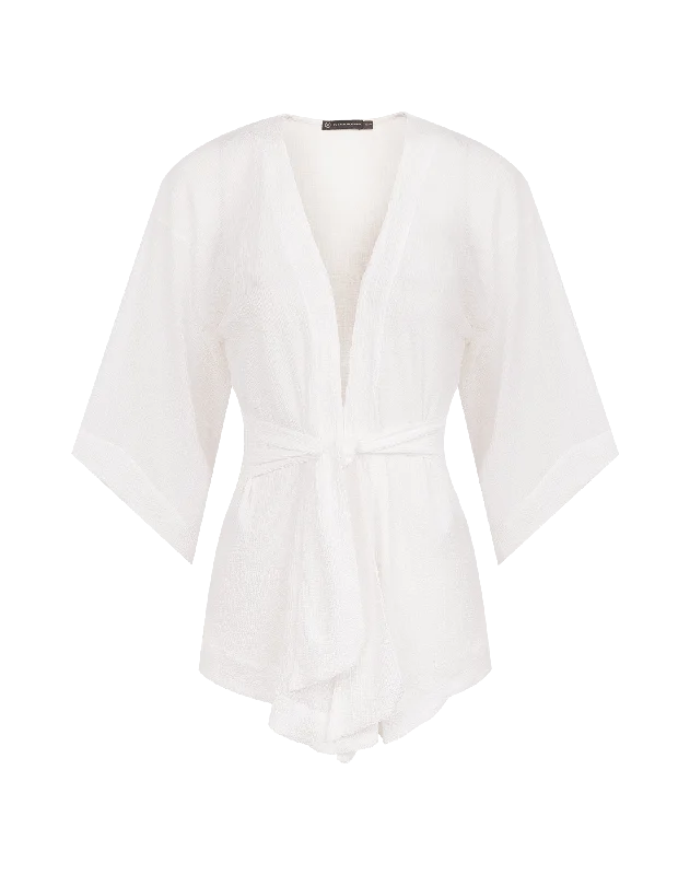 Yanka Short Kimono Cover Up - Off White