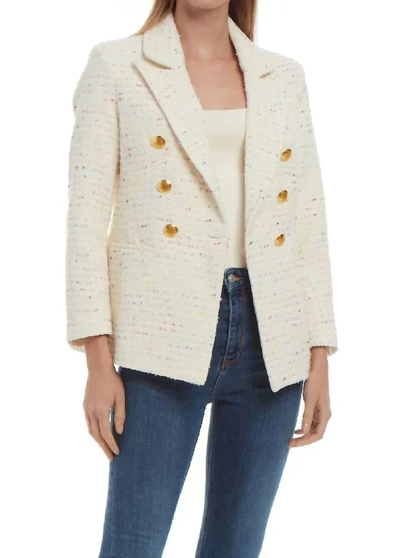 Bermuda Jacket Blazer In Cream Confetti Tweed