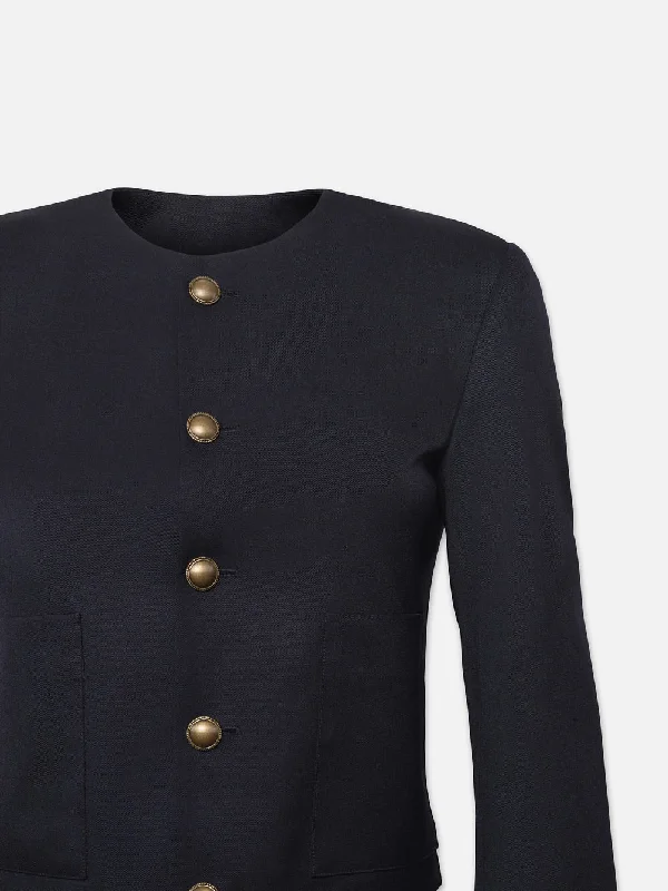 Button Front Jacket -- Navy