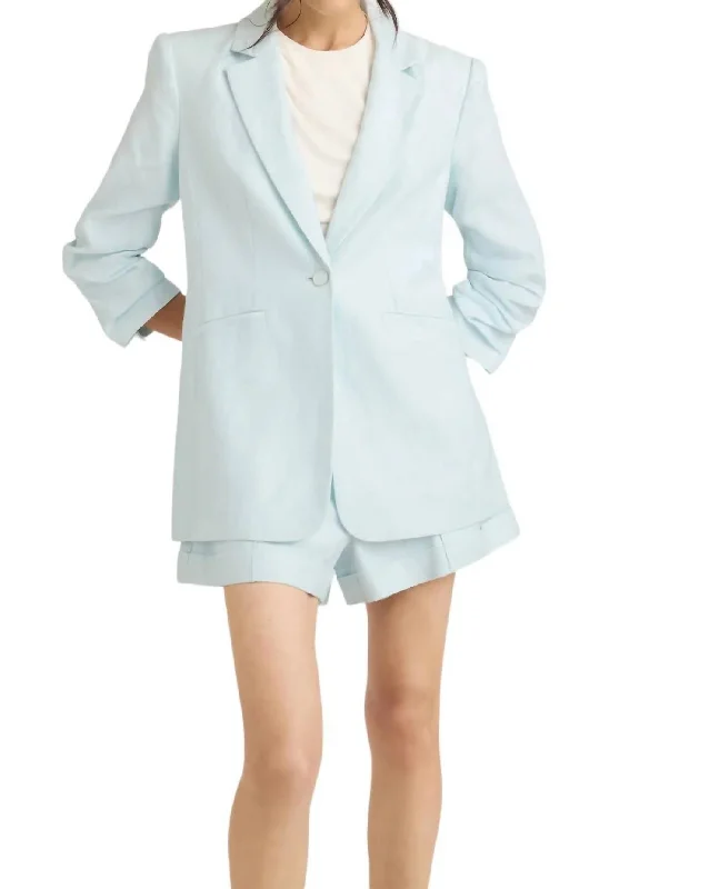 Linen Kylie Blazer In Glacial Blue