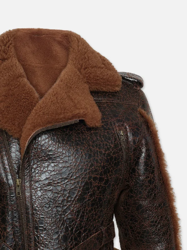 Shearling Strong Shoulder Moto -- Rust