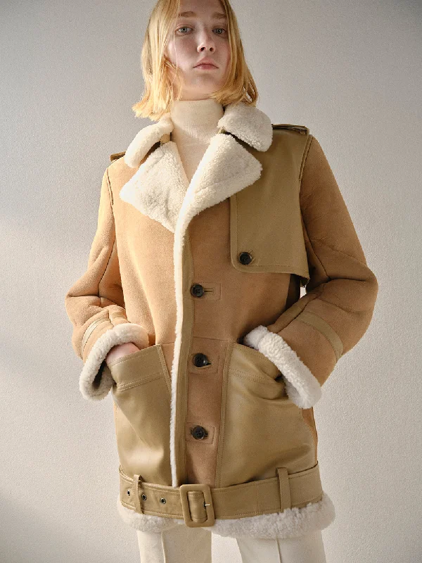 Short Shearling Trench -- Mocha